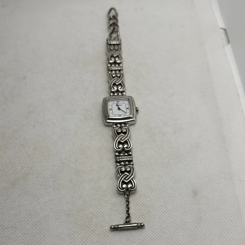 Brighton Santa Rosa Silver Adjustable Toggle Closure Watch w/ Roman Numerals